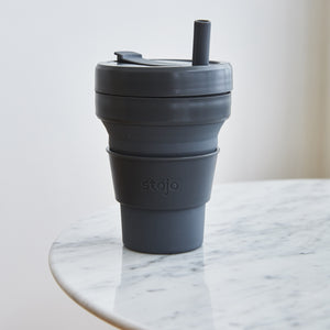 Stojo Large Collapsible Cup with Straw